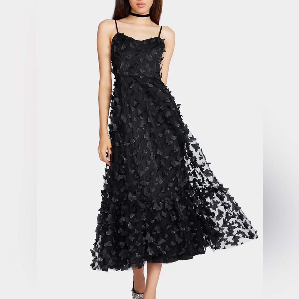 Betsey Johnson Black Midi Dress with Butterfly Details